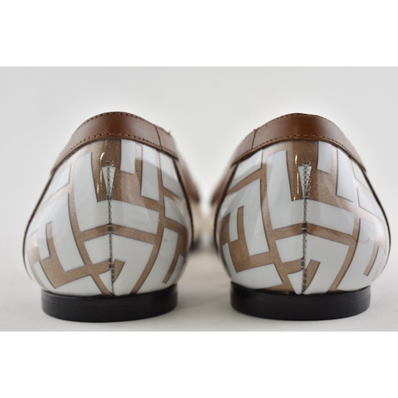 Fendi White PVC Colibri Brown Leather FF Logo Pointed Ballerina Ballet Flat 39.5 - Picture 11 of 12